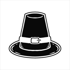 Thanksgiving Pilgrim Hat Hand Drawn Cartoon Doodle Style