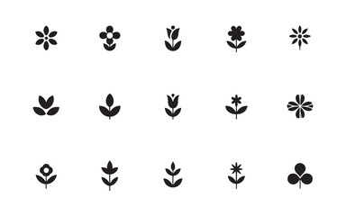 Minimalist floral icons set against a clean design art on white background