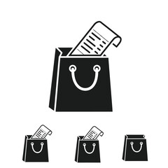 Silhouette of Shopping Bag and Receipt, Symbolizing Retail Purchase and Transaction , Black and White Shopping Bag Icon, Indicating Store Visit and Purchase