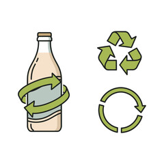 Eco-friendly product packaging and recycling symbology vector illustration, Packaging and the circular economy: A vector stock illustration for recycling programs