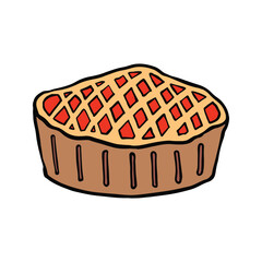 Thanksgiving Apple Pie Hand Drawn Cartoon Style