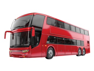 Red Double Decker Bus Ready for Adventure isolated on transparent White background png