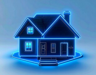 Neon-lit house icon