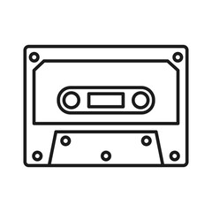 Old music cassette tape line vector icon