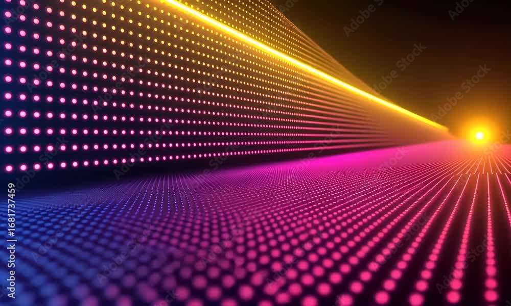 Aufkleber a vibrant digital pathway lined with glowing dots dynamic colorful led lights create a futuristic tu