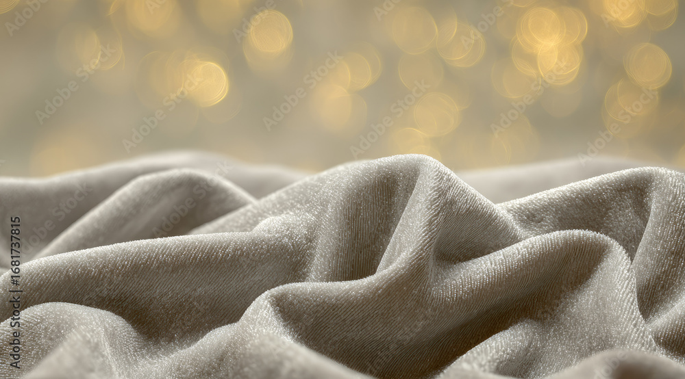 Poster soft pastel velvet folds with subtle golden bokeh create luxurious and elegant texture, evoking calm