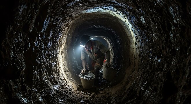 Deep Underground Coal Mine Shaft.