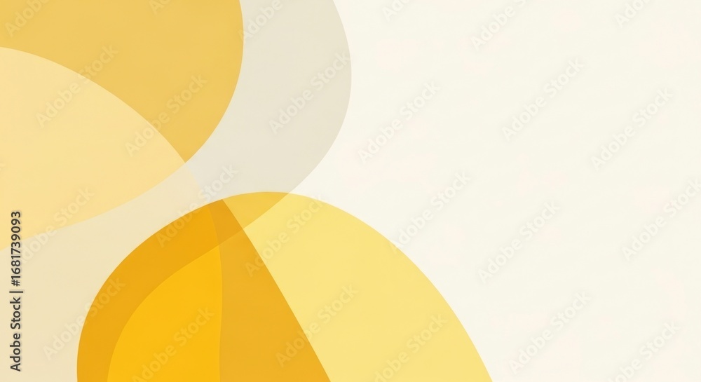Poster a vibrant abstract design featuring overlapping, soft-edged circles in shades of gold and cream, cre