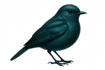Teal blue bird standing with raised head, transparent background, highlighting avian detail for design projects