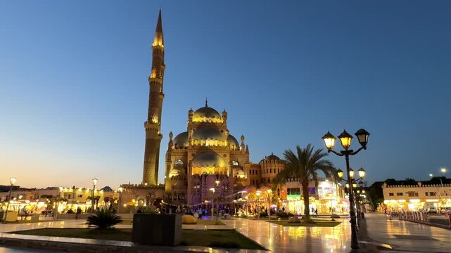 Mosque and Grand Bazaar Square at Evening, Sharm El Sheikh, Egypt