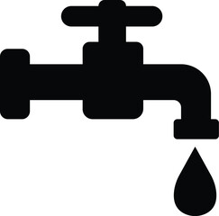 Water Tap Icon with Droplet – Plumbing and Conservation Symbol