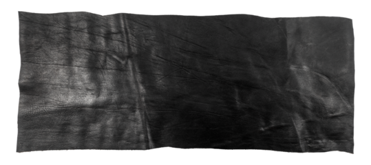 A piece of leather on a white background. Black skin isolate