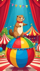 Obraz premium Groundhog performs at circus
