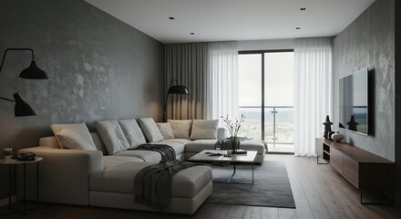 Fototapeta premium Elegant and Cozy Living Room Interior Design.