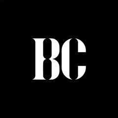 Fototapeta premium BC B C letter logo design. Initial letter BC uppercase monogram logo white color. BC logo, B C design. BC, B C