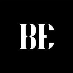BE B E letter logo design. Initial letter BE uppercase monogram logo white color. BE logo, B E design. BE, B E