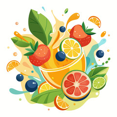 fruits and berries splash