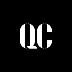 QC Q C letter logo design. Initial letter QC uppercase monogram logo white color. QC logo, Q C design. QC, Q C
