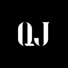 QJ Q J letter logo design. Initial letter QJ uppercase monogram logo white color. QJ logo, Q J design. QJ, Q J