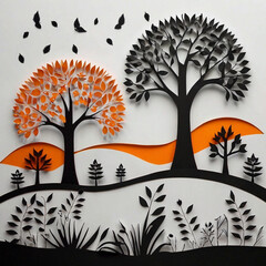 vector illustration of an autumn tree