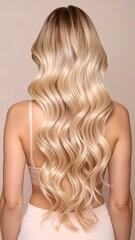 Naklejka premium Long Blonde Wavy Hair Extensions
