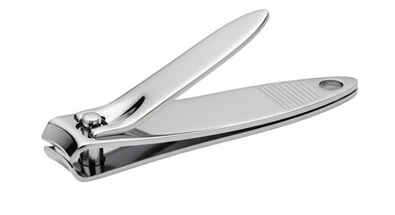 Stainless steel swiss army knife isolated on white background with multiple tools for manicure and cutting