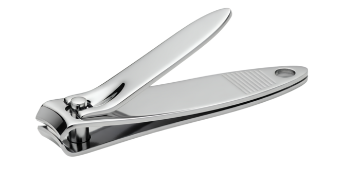 Stainless steel swiss army knife isolated on white background with multiple tools for manicure and cutting