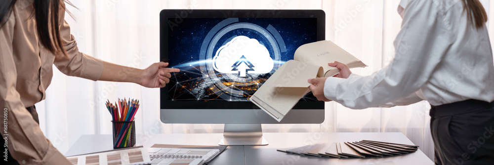 Poster cloud computing software for brisk remote work and personal data storage