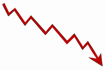 Red Downward Trending Arrow Graph - Stock Chart Decline