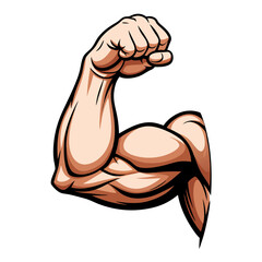 Strong Bicep Muscle Arm Flex Cartoon Illustration