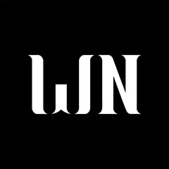 WN W N letter logo design. Initial letter WN linked circle uppercase monogram logo white color. WN logo, W N design. WN, W N