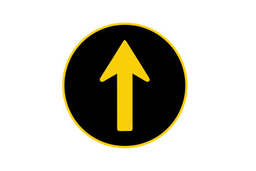 Yellow and Black Up Arrow Circle Traffic Sign