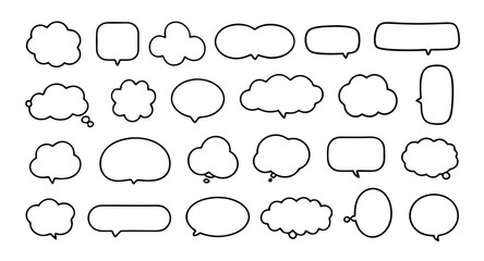 Collection of Blank Speech Bubbles: Outline Design Elements