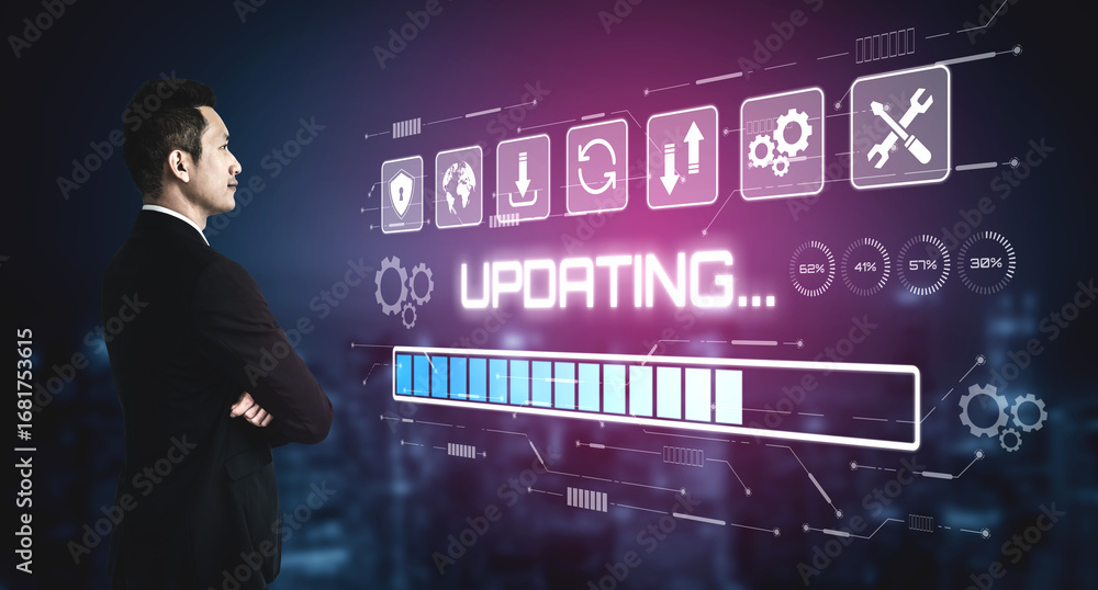 Poster knowledge upgrade and software updates support digital skills growth, competitiveness, and continuou