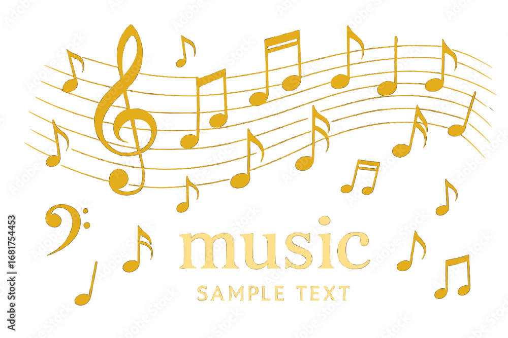 Poster a minimalist vector design featuring abstract music notes for use as a music background