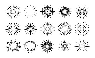 Collection of 16 Sunburst Starburst Vector Graphics