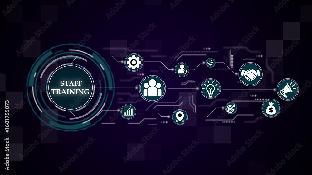 Aufkleber modern digital graphic depicting staff training and employee development concepts. business technolo