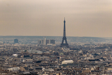 Eiffel Tower Panoramic View Over Paris Skyline
