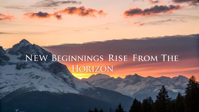 Inspirational Sunrise Over Snowy Mountain Peaks. - Powered by Adobe