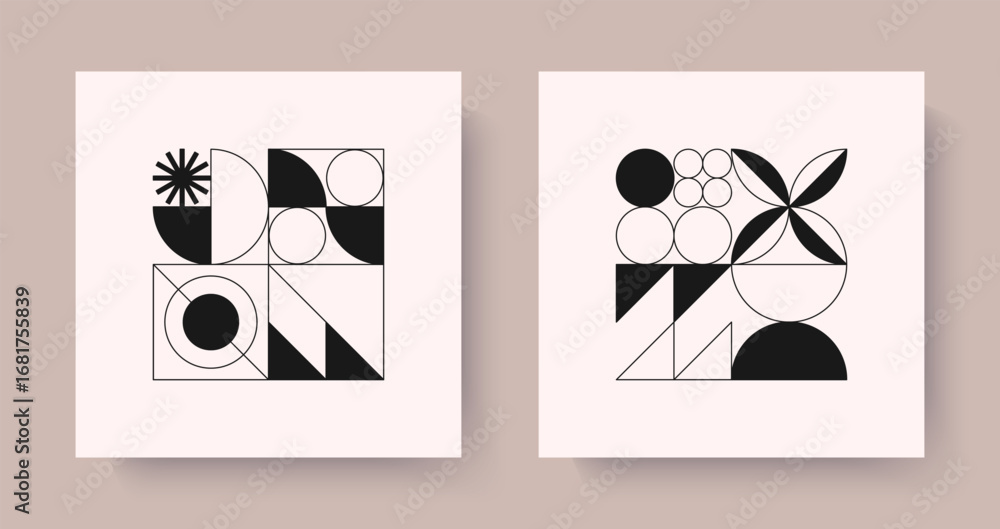 Wall mural geometric abstract pattern designs.brutal inspired arts with simple modular shapes and forms.trendy 