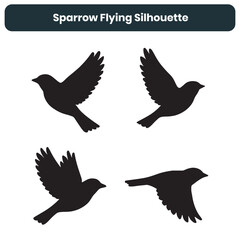 Sparrow Flying Silhouette Vector Illustration Design Set