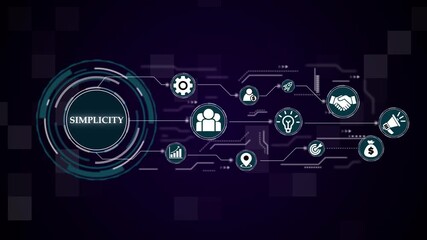 Animated network illustrating simplicity and teamwork in business process management, Business ,Internet and network concept.  Abstract technology virtual screen background.  - Powered by Adobe
