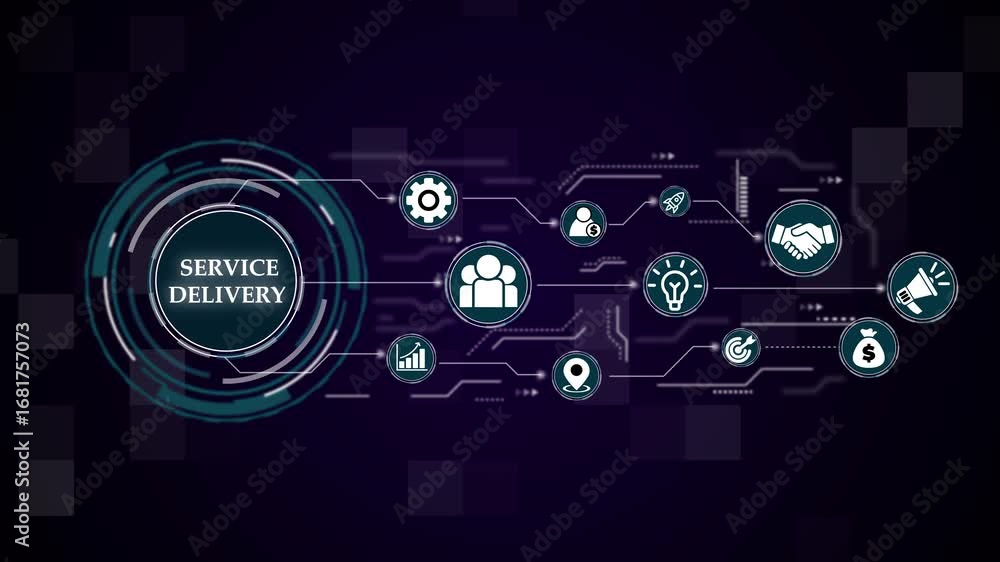 Aufkleber abstract conceptual illustration of service delivery and business operations process, business ,inte