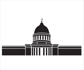 Government capitol building silhouette with dome isolated architecture icon © MDToufik