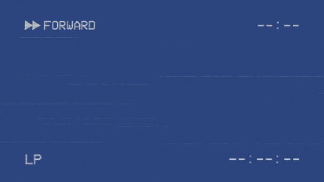 Forward blue screen of video cassette recorder. Screen for forwarding the VHS cassette
