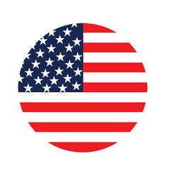 United States flag circle icon vector with stars and stripes in red, white, and blue patriotic design