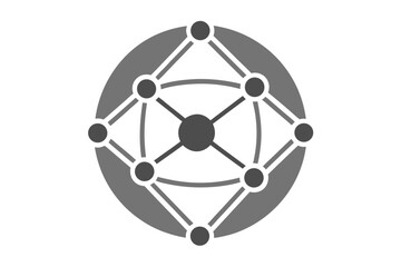 Abstract network structure with central hub and outer nodes