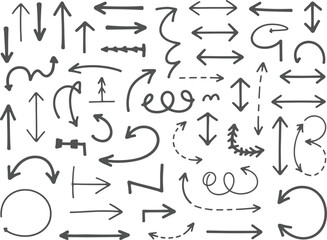 Collection of hand drawn arrows and symbols in various styles and directions