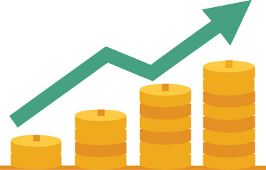 Financial Growth Visualization with Rising Elements and Color Indicators Representing Success and Positive Market Trends in a Vector Design