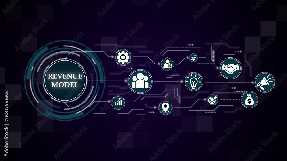 Aufkleber animated revenue model depicting business concept. business technology virtual screen background. pe